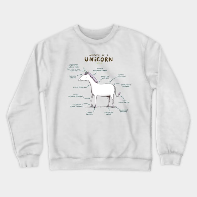 Anatomy of a Unicorn Crewneck Sweatshirt by Sophie Corrigan